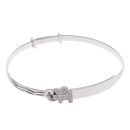 Silver Cubic Zirconia Elephants ID Bangle