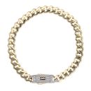 14ct Yellow Gold Monaco Classic Pave Lock Curb Bracelet 8.5"