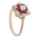 9ct Yellow Gold Garnet and Opal Cluster Ring