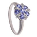 9ct White Gold 0.05ct Diamond and Tanzanite Cluster Ring