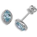 18ct White Gold Diamond 0.15ct Blue Topaz 1.30ct Studs