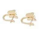 14ct Yellow Gold Pink Enamel Butterfly Earrings