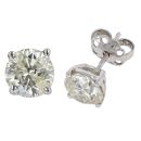 18ct White Gold 3.05ct Diamond Solitaire Stud Earrings