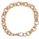 9ct Yellow Gold Patterned and Plain Belcher Bracelet 8.5"