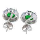 Silver Cubic Zirconia And Green Gemstone Round Cluster Stud Earrings by Icesia