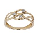 9ct Yellow Gold 0.05ct Brilliant Cut Diamond Fancy Trilogy Ring