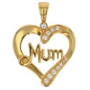 22ct Yellow Gold Cubic Zirconia Heart Mum Pendant