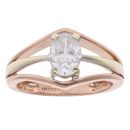 14ct Yellow And Rose Gold Cubic Zirconia Single Stone Ring