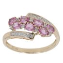 9ct Yellow Gold 0.15ct Diamond and Pink Sapphire Ring