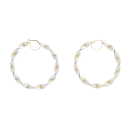 14ct Yellow And White Gold Greek Key Hoop Earrings