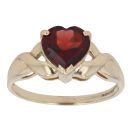 9ct Yellow Gold Heart Garnet Single Stone Ring
