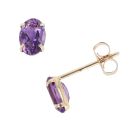 9ct Yellow Gold Amethyst Stud Earrings