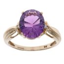 9ct Yellow Gold 0.02ct Diamond and Amethyst Single Stone Ring