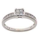 18ct White Gold 0.25ct Princess and Brilliant Cut Diamond Cluster Ring