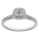 18ct White Gold 0.39ct Princess And Brilliant Cut Diamond Cluster Ring