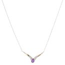 9ct Yellow Gold 0.05ct Diamond and Amethyst Pendant and Chain 16"