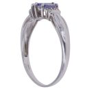 9ct White Gold 0.02ct Diamond and Tanzanite Three Stone Ring