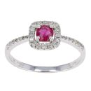 9ct White Gold Diamond and Ruby Ring by Anya Belle