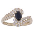 14ct Yellow Gold Cubic Zirconia and Sapphire Solitaire Ring