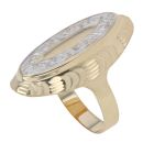 14ct Yellow and White Gold Greek Key Ellipse Ring
