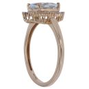 9ct Yellow Gold 0.34ct Baguette Cut Diamond and Aquamarine Cluster Ring