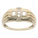 9ct Yellow and White Gold 0.02ct Diamond Dad Ring