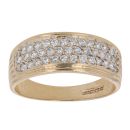 9ct Yellow Gold Cubic Zirconia Three Row Ring
