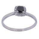18ct White Gold 0.55ct Diamond and Black Gemstone Cluster Ring