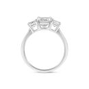 9ct White Gold 2.50ct Emerald Cut Trilogy Lab Grown Diamond Ring Lab Grown