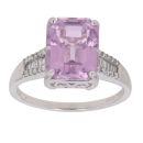 Platinum 0.15ct Diamond and Kunzite Ring