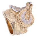 9ct Yellow Gold Cubic Zirconia Saddle Ring