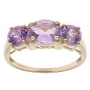 9ct Yellow Gold Amethyst Three Stone Ring