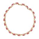 9ct Yellow Gold Created Ruby and Diamond Bracelet 7"