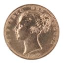 1862 Victoria Young Head Shield UK Full Sovereign Coin