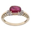 9ct Yellow Gold 0.10ct Diamond and Ruby Single Stone Ring