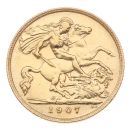 1907 Edward Large Head UK Half Sovereign Coin