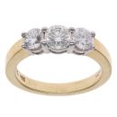 18ct Yellow Gold 1.00ct Brilliant Cut Diamond Graduated Trilogy Ring