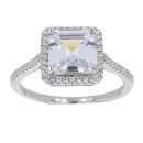 Silver Cubic Zirconia Square Cluster Ring by Icesia