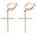 14ct Yellow Gold Cubic Zirconia Cross Hoop Earrings