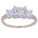 9ct Yellow Gold Cubic Zirconia Three Stone Ring