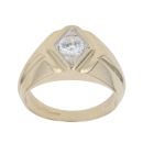 9ct Yellow and White Gold Cubic Zirconia Patterned Signet Ring