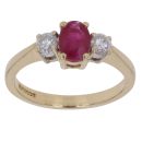 18ct Yellow Gold 0.35ct Brilliant Cut Diamond and Ruby Three Stone Ring