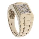 9ct Yellow Gold 0.10ct Diamond Watch Strap Cluster Signet Ring