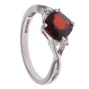 9ct White Gold 0.05ct Diamond and Garnet Single Stone Ring