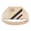 9ct Yellow Gold 0.01ct Diamond and Onyx Signet Ring