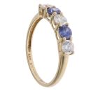 14ct Yellow Gold Clear and Purple Cubic Zirconia Five Stone Ring