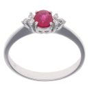 9ct White Gold 0.06ct Diamond and Ruby Ring