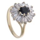 9ct Yellow Gold Cubic Zirconia and Sapphire Cluster Ring
