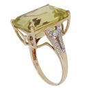 9ct Yellow Gold 0.15ct Diamond and Prasiolite Ring