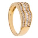 18ct Yellow Gold 1.00ct Brilliant and Princess Cut Diamond Three Row Ring
